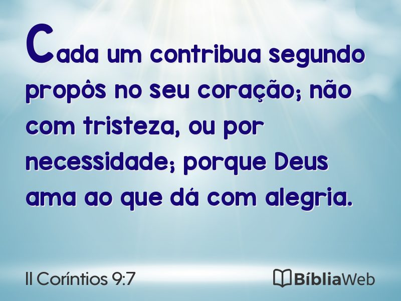 II Coríntios 9:7 em imagem para compartilhar