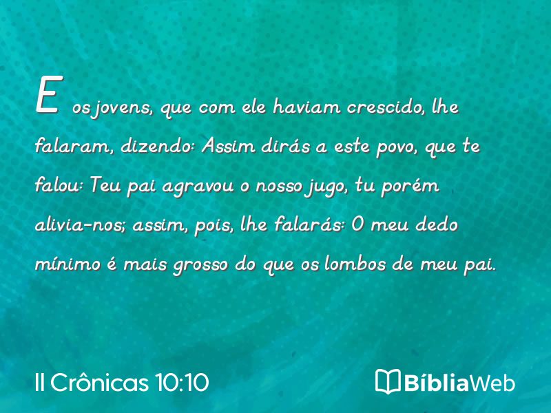 II Crônicas 10:10 em imagem para compartilhar