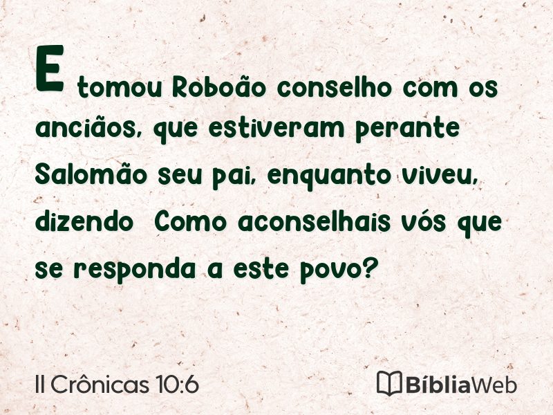 II Crônicas 10:6 em imagem para compartilhar