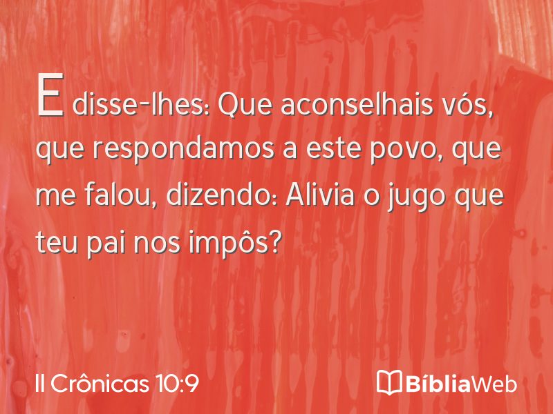 II Crônicas 10:9 em imagem para compartilhar