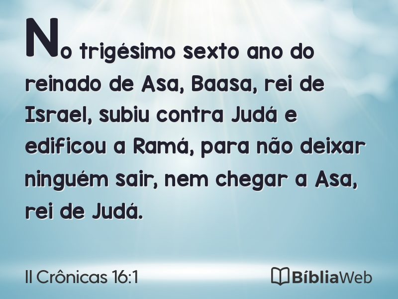 II Crônicas 16:1 em imagem para compartilhar
