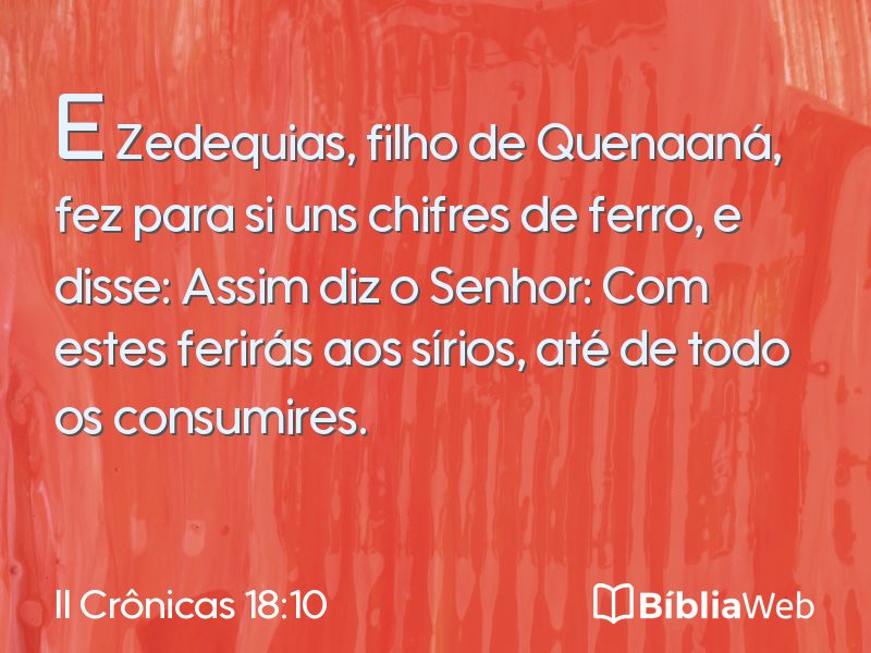 II Crônicas 18:10 em imagem para compartilhar
