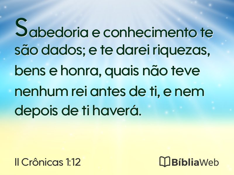 II Crônicas 1:12 em imagem para compartilhar