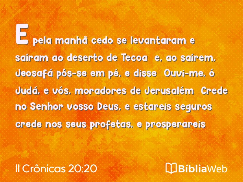 II Crônicas 20:20 em imagem para compartilhar
