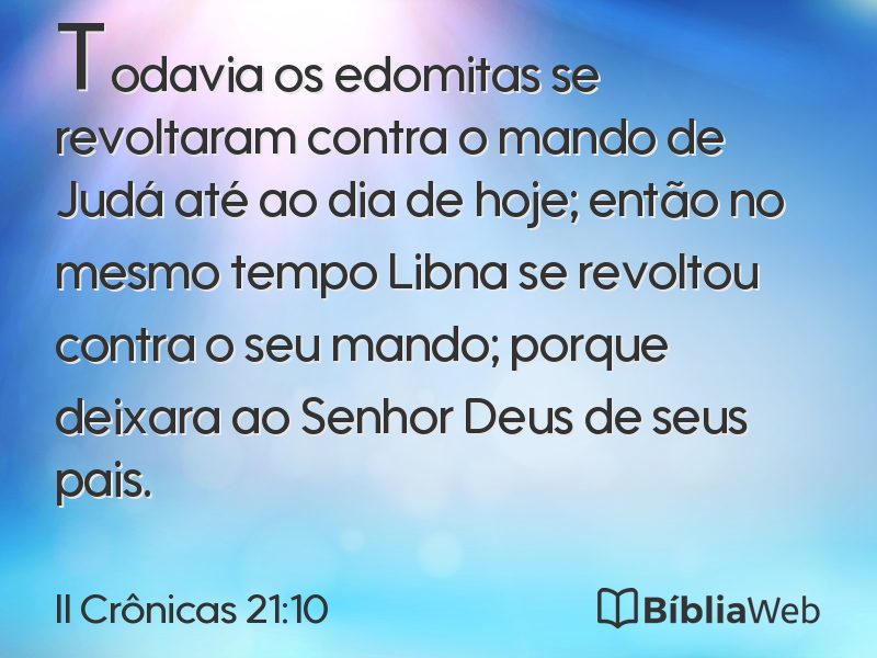 II Crônicas 21:10 em imagem para compartilhar