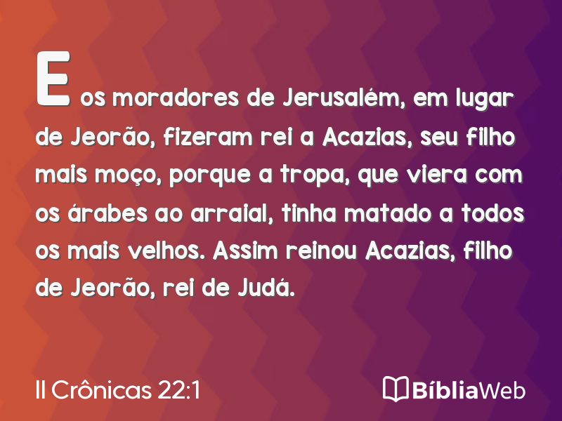 II Crônicas 22:1 em imagem para compartilhar