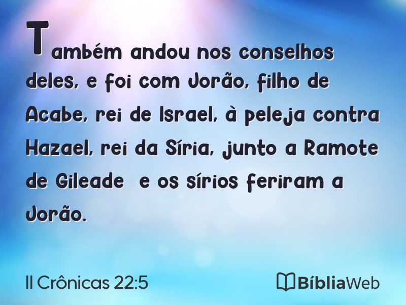 II Crônicas 22:5 em imagem para compartilhar