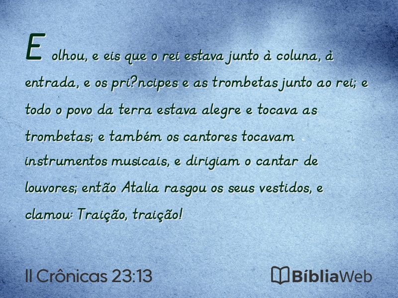 II Crônicas 23:13 em imagem para compartilhar