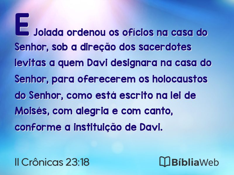 II Crônicas 23:18 em imagem para compartilhar