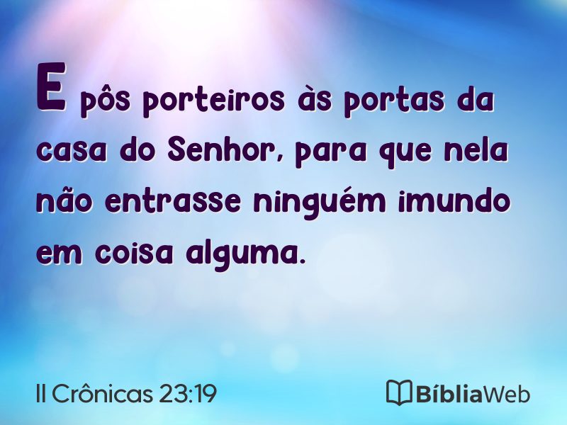 II Crônicas 23:19 em imagem para compartilhar