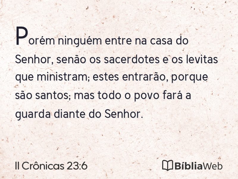 II Crônicas 23:6 em imagem para compartilhar