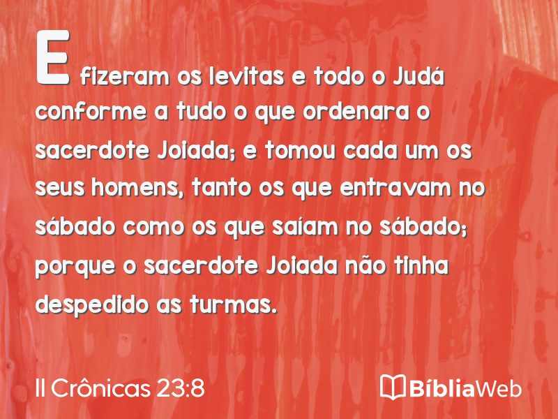 II Crônicas 23:8 em imagem para compartilhar