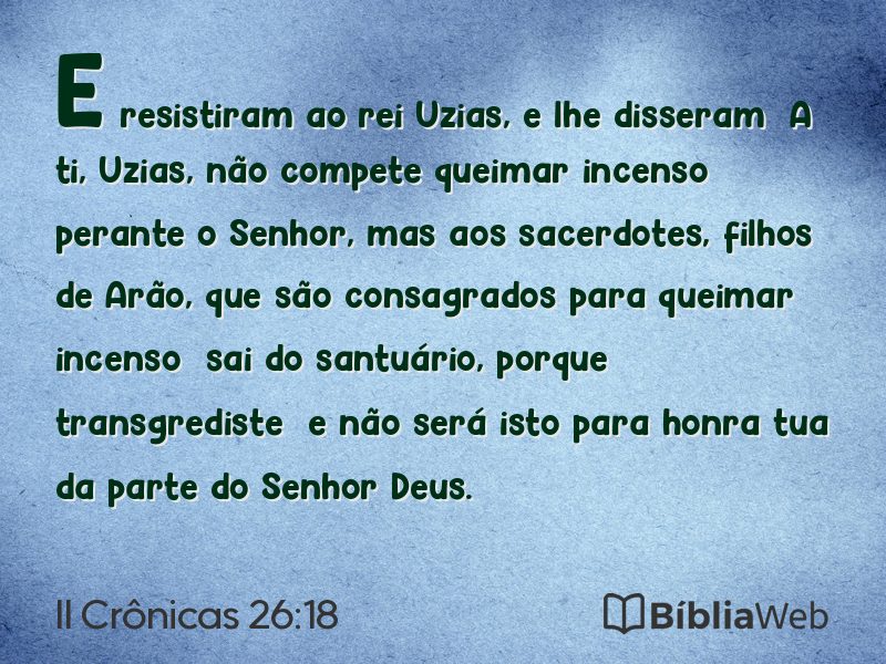 II Crônicas 26:18 em imagem para compartilhar
