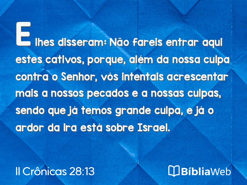 II Crônicas 28:13 em imagem para compartilhar