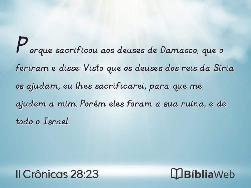 II Crônicas 28:23 em imagem para compartilhar