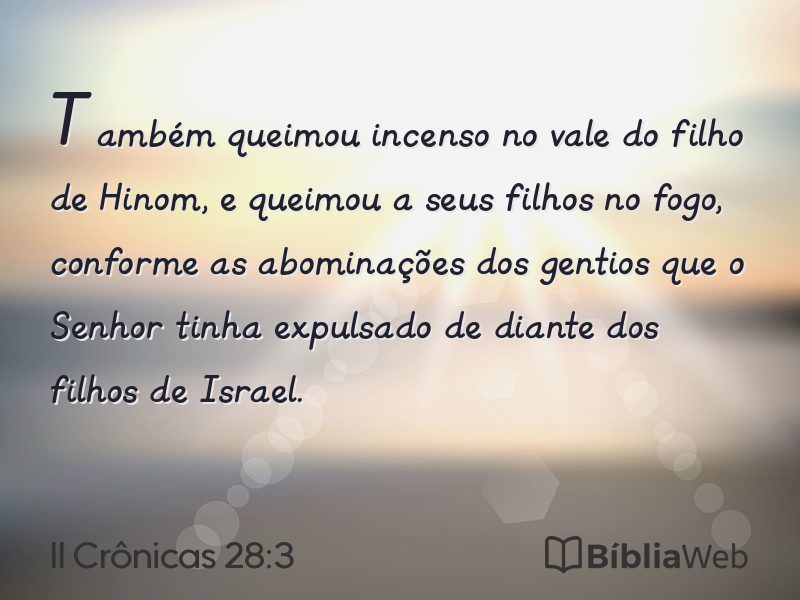II Crônicas 28:3 em imagem para compartilhar