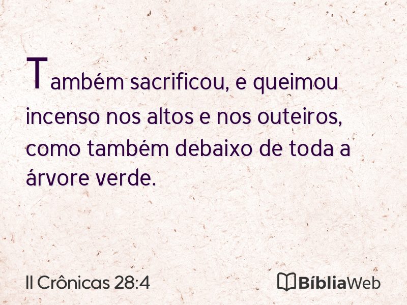 II Crônicas 28:4 em imagem para compartilhar