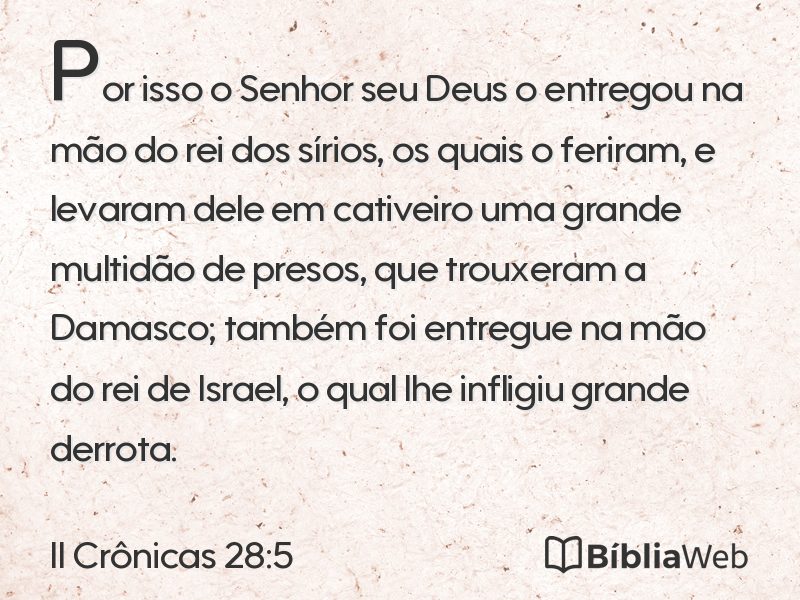 II Crônicas 28:5 em imagem para compartilhar
