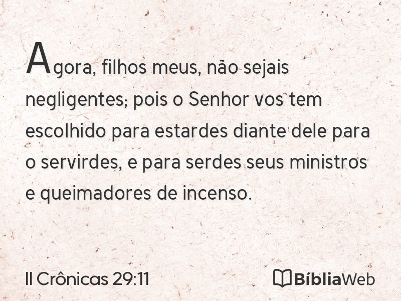 II Crônicas 29:11 em imagem para compartilhar