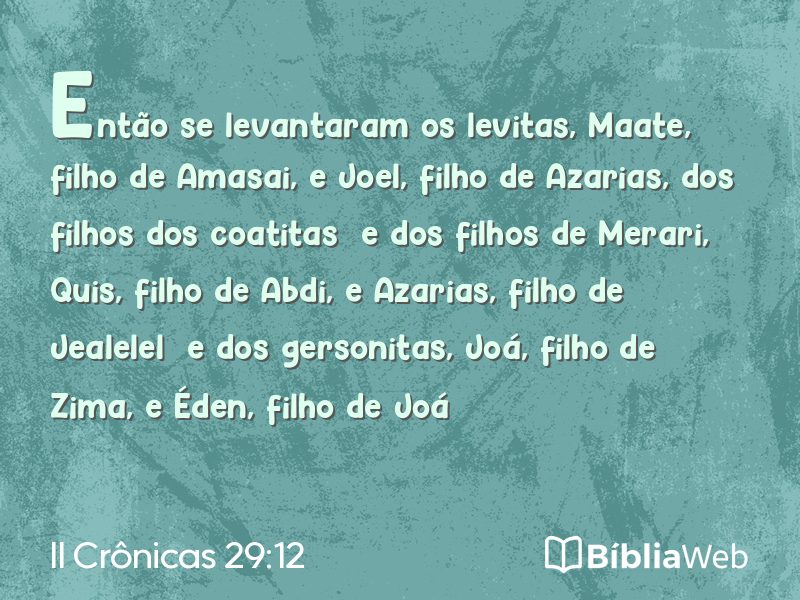 II Crônicas 29:12 em imagem para compartilhar