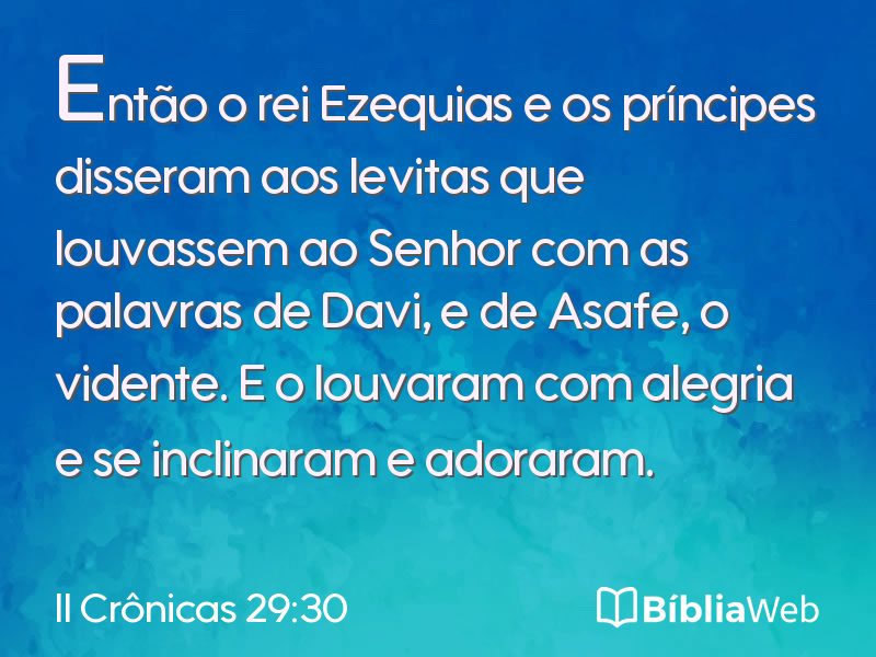 II Crônicas 29:30 em imagem para compartilhar