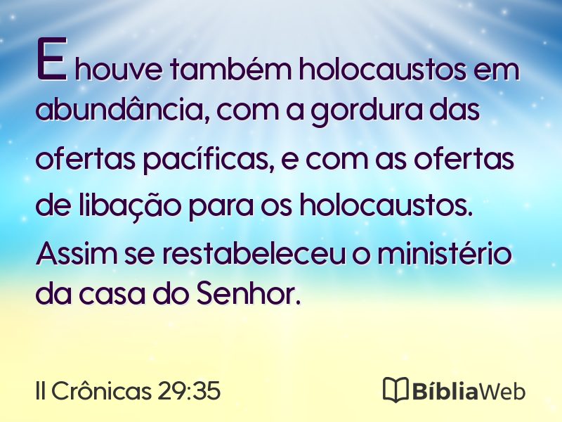 II Crônicas 29:35 em imagem para compartilhar