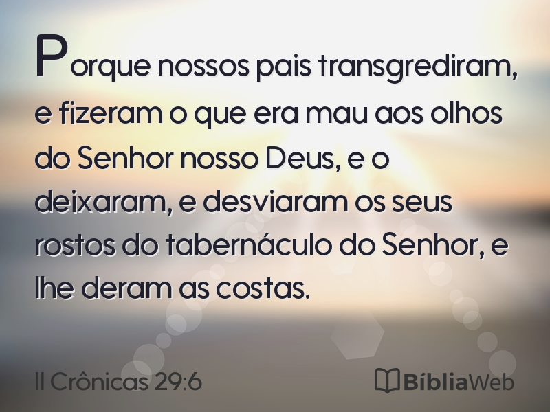 II Crônicas 29:6 em imagem para compartilhar