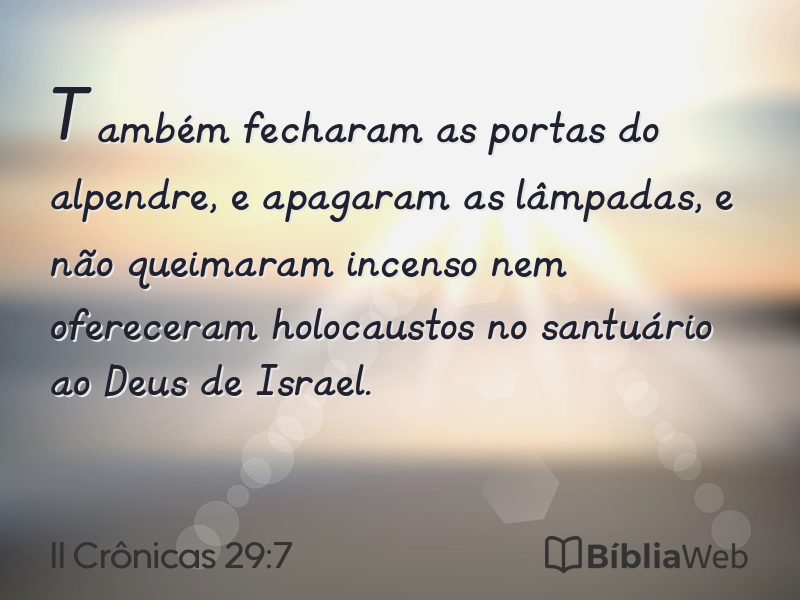 II Crônicas 29:7 em imagem para compartilhar