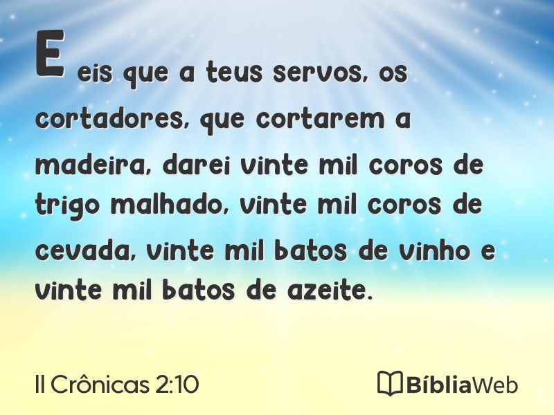 II Crônicas 2:10 em imagem para compartilhar