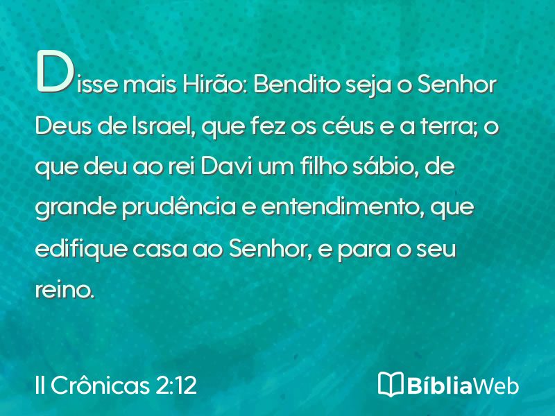 II Crônicas 2:12 em imagem para compartilhar