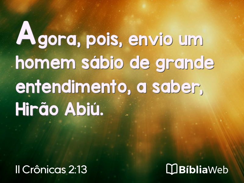 II Crônicas 2:13 em imagem para compartilhar