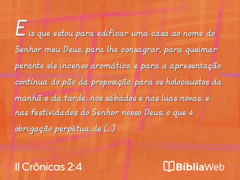 II Crônicas 2:4 em imagem para compartilhar