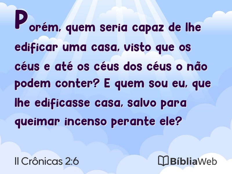 II Crônicas 2:6 em imagem para compartilhar