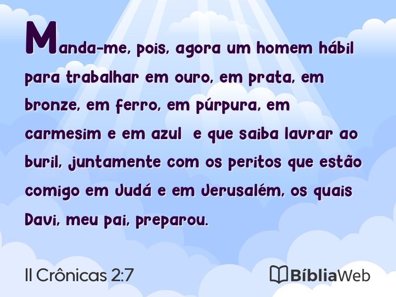 II Crônicas 2:7 em imagem para compartilhar