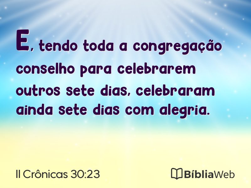 II Crônicas 30:23 em imagem para compartilhar