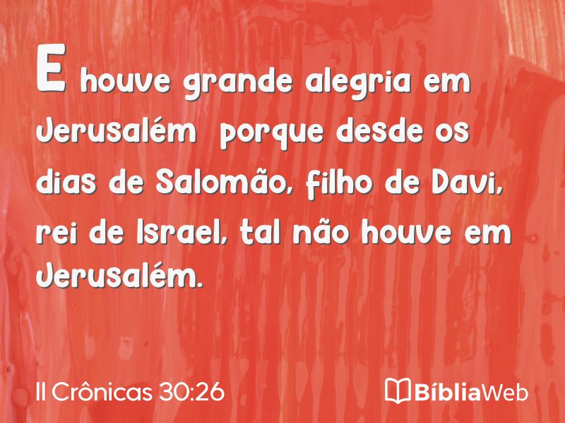 II Crônicas 30:26 em imagem para compartilhar
