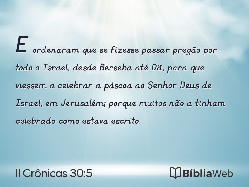 II Crônicas 30:5 em imagem para compartilhar