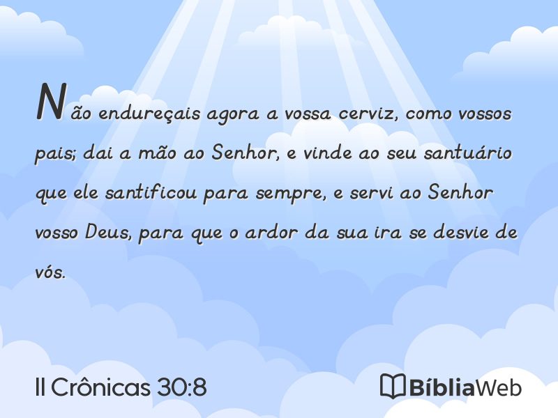 II Crônicas 30:8 em imagem para compartilhar