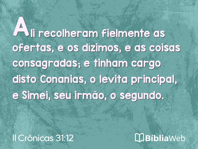 II Crônicas 31:12 em imagem para compartilhar