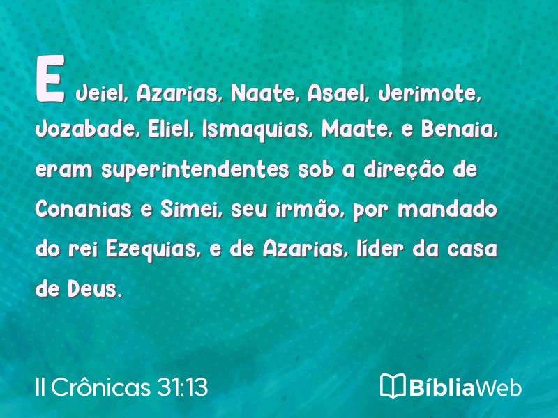 II Crônicas 31:13 em imagem para compartilhar