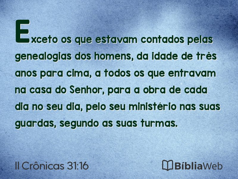 II Crônicas 31:16 em imagem para compartilhar