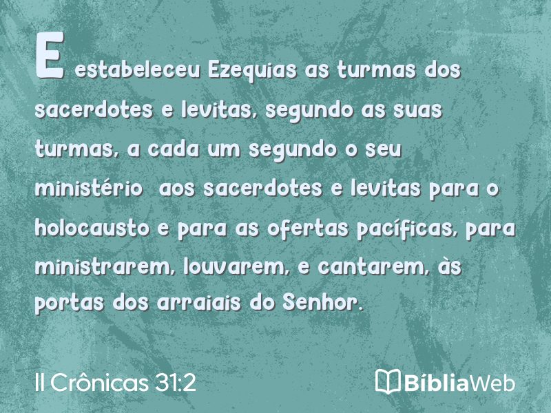 II Crônicas 31:2 em imagem para compartilhar
