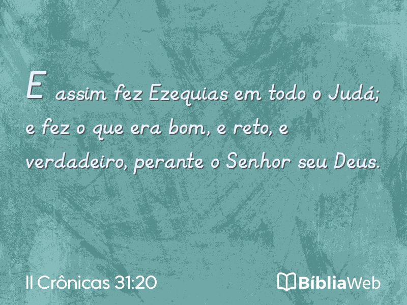 II Crônicas 31:20 em imagem para compartilhar