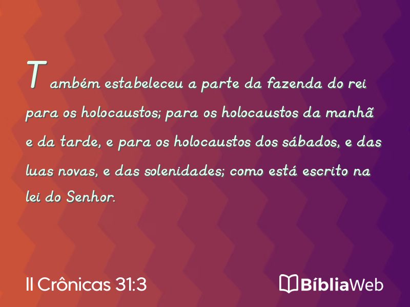 II Crônicas 31:3 em imagem para compartilhar