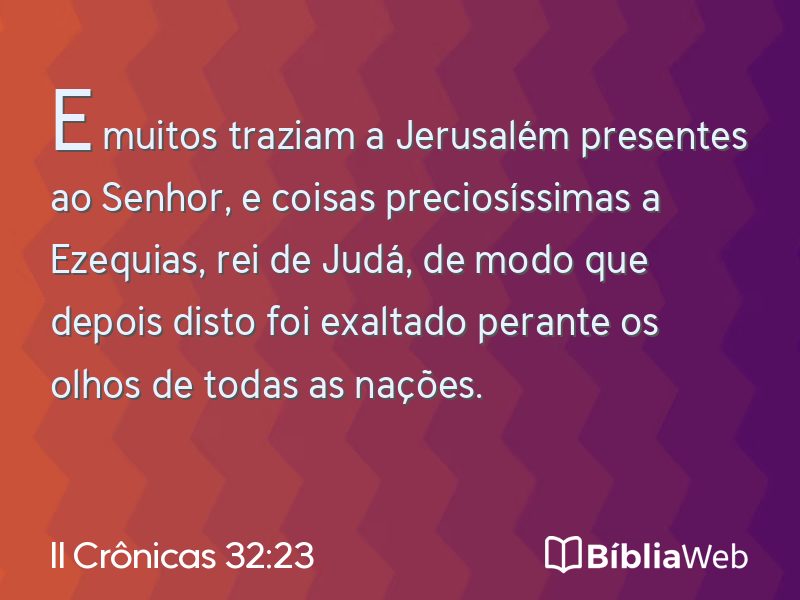 II Crônicas 32:23 em imagem para compartilhar