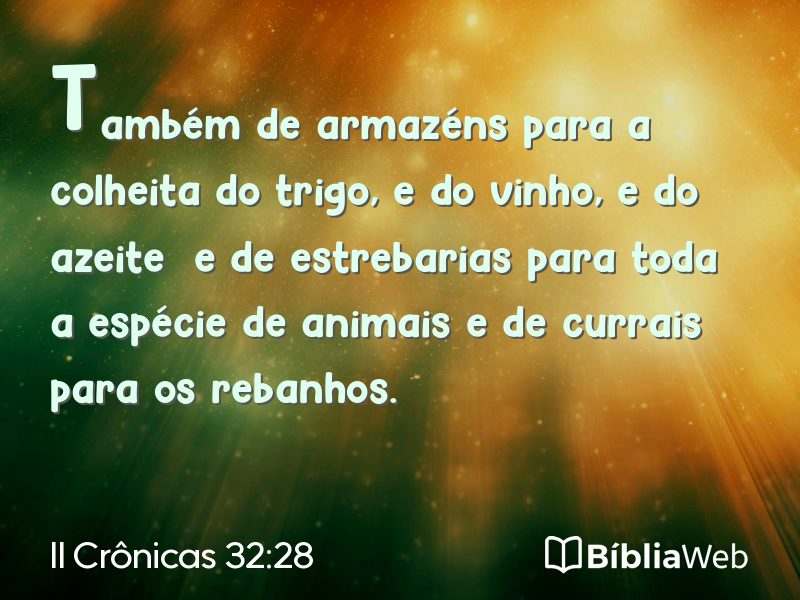 II Crônicas 32:28 em imagem para compartilhar