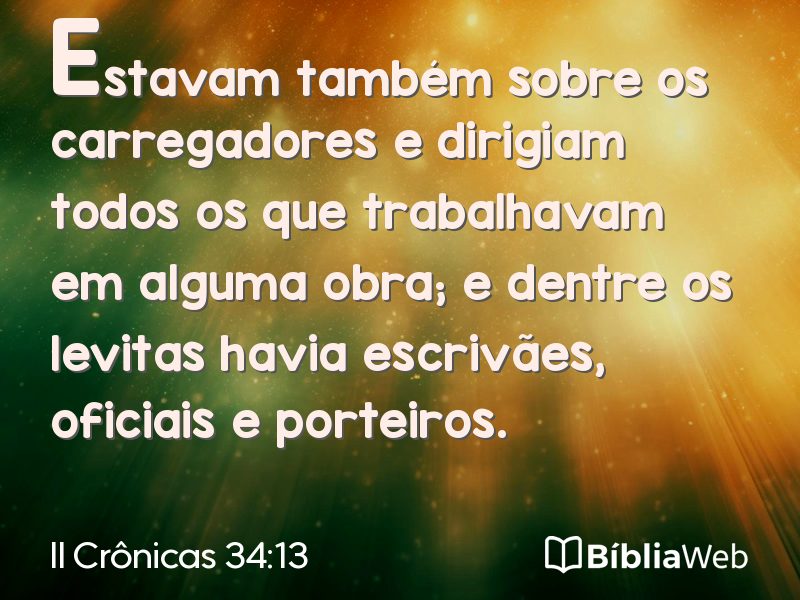 II Crônicas 34:13 em imagem para compartilhar