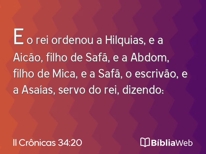 II Crônicas 34:20 em imagem para compartilhar