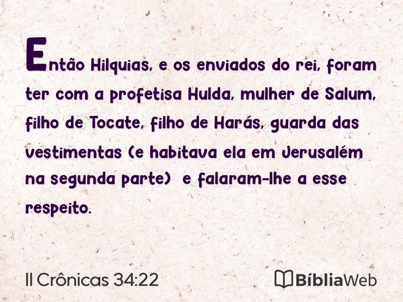 II Crônicas 34:22 em imagem para compartilhar