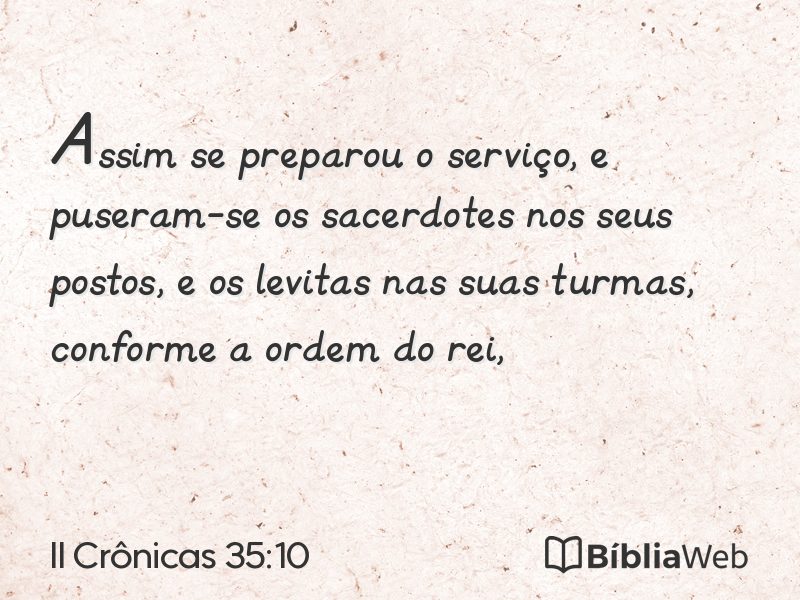 II Crônicas 35:10 em imagem para compartilhar